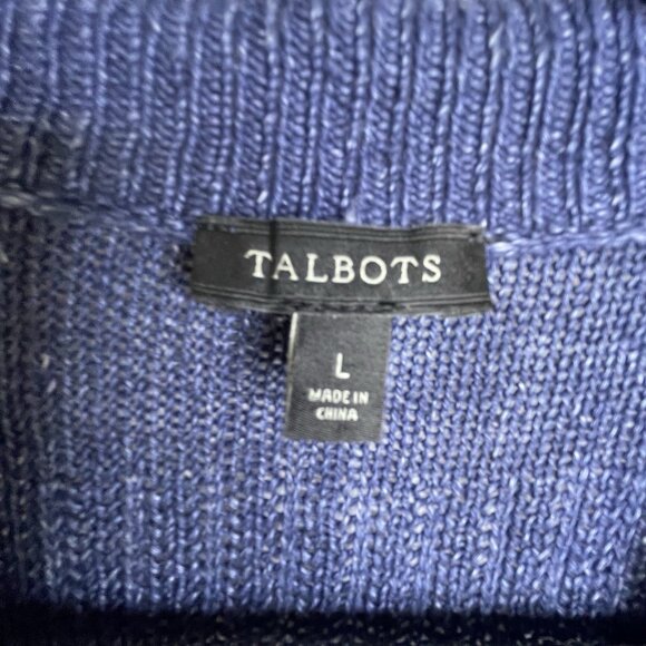 Talbots Women Linen Cardigan Size Large Blue Pockets Open Coastal Capsule - Picture 8 of 11